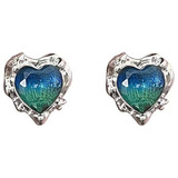 Aretes Corazón S925 Pendientes Piedra Azul Regalo Para Mujer