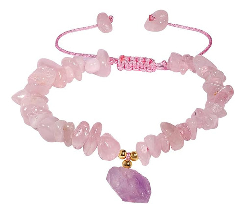 Collar Chip Reiki   Pulsera De Cristal De Cuarzo Rosa Con Am