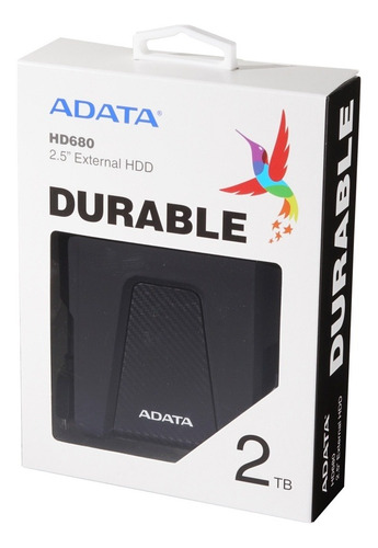 Disco Duro Externo Adata Hd680 2tb Usb Para Mac/ Pc 2.5'' Color Negro