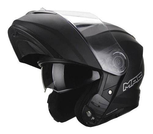 Casco Moto Mac Rock Rebatible Dobe Visor Mate Negro Xxl