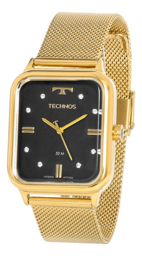 Relógio Technos Feminino Fashion 2039cq/1p Dourado Quadrado