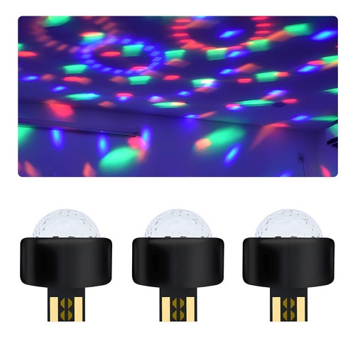 3 Mini Luces Usb De Discoteca, Luz Led De Ambiente Magico Pa