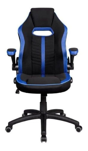 Cadeira Gamer Giratória Preta E Azul Pelegrin Pel-3011