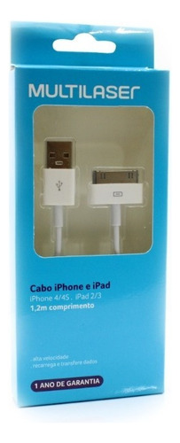 Cabo Dados Para iPhone iPod iPad Multilaser Wi255 Cor Branco