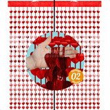 2 Cortina Metálica Corazones Rojos Valentín Febrero Dia Amor