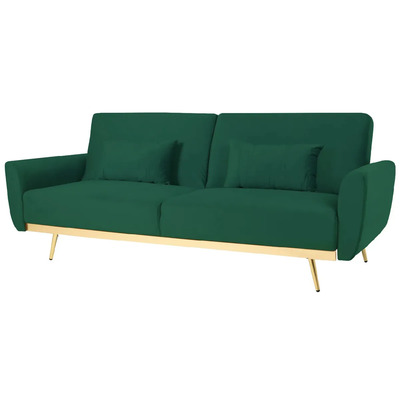 Sofá Cama Leia Sillón Plegable Sala Moderna Velvet + Cojín Color Verde Kingshouse | Envío gratis