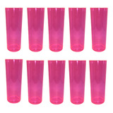 Copo Long Drink Rosa Neon 10 Unidades 