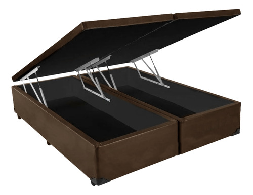 Cama Box Baú Supra Bi-partida Viúva Corino Marrom 128x188x41