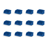 Kit C/12 Gaveteiro Organizador Caixa Bin Nº 1 S/trava Azul