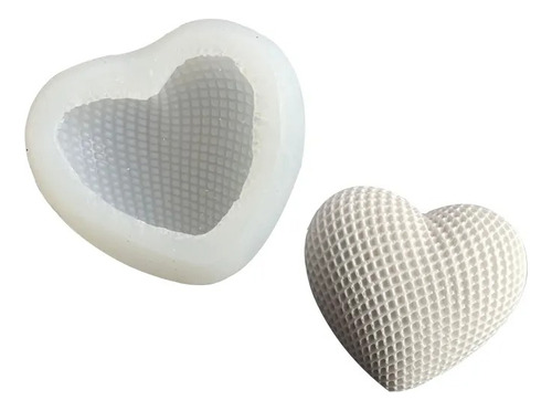 Molde Silicon Corazon Rejilla Grabado Jabón Vela 8.2x7.5x5cm