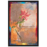 Quadro Abstrato Floral 64x94 Com Moldura - Vaso Vidro 2