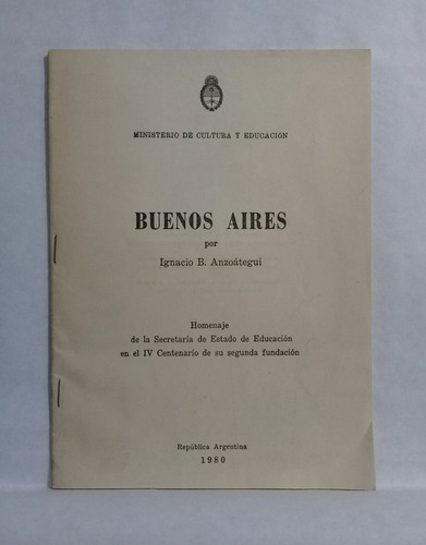 Buenos Aires Ignacio B Anzoategui Ministerio Cultura 1980
