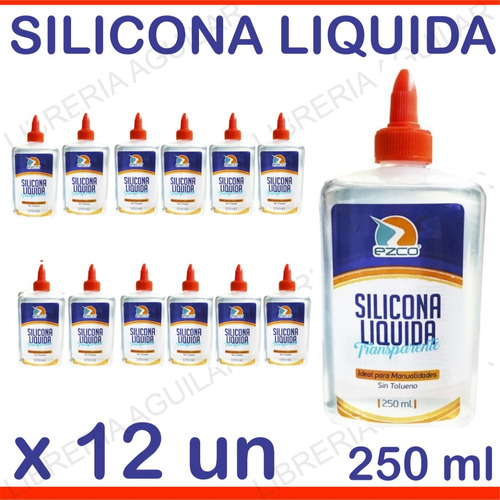 12 Silicona Liquida 250ml Ezco Pegamento Escolar