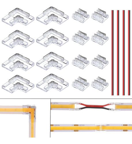 Cob Led Conector 8mm 2pin Kit 8pcs Recto Y 8pcs Lshaped...