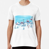 Remera Red Gondolas And Red Skis In The Snow Algodon Premium