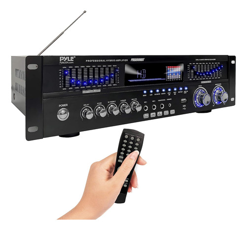 Amplificador Pyle, 1600w, Usb/aux/rca/mic, Hd/opt, Channel 6