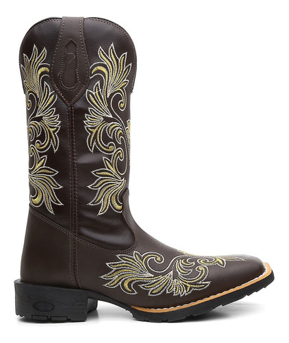 Bota Texana Feminina Couro Legitimo Raia Bordada Country