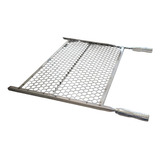 Grelha Churrasco Tela Furo Moeda Inox 60x40 E Cabo Aluminio