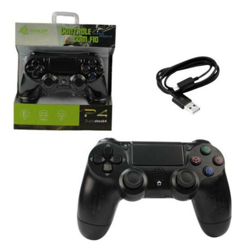 Controle Com Fio Double Shock 4 Preto Ps4 Knup