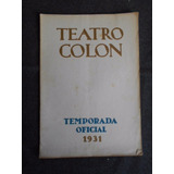 Programa Teatro Colon 1931 Cavallería Pájaro De Fuego P Igor