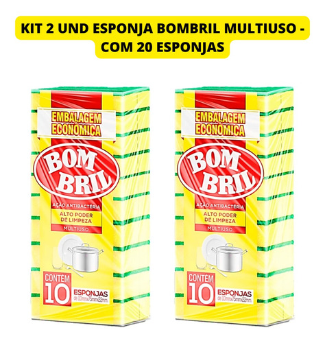 Kit 2 Und Bombril Esponja Multiuso Dura Mais E Limpa Melhor