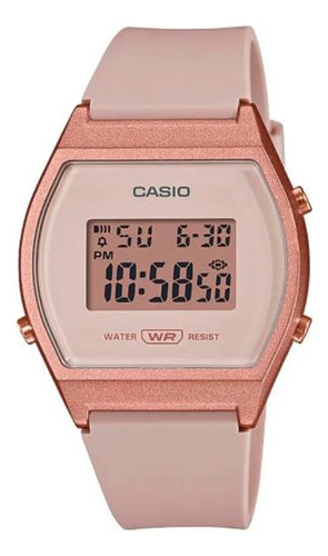 Reloj Casio Unisex Lw-204-4adf Color De La Correa Beige Color Del Bisel Rosa Pálido Color Del Fondo Blanco