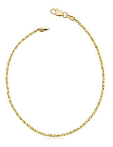 Anklet De Oro Amarillo 14k De Cadena De Cuerda 1.5 Mm - 10