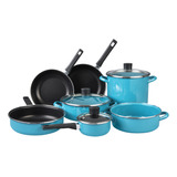 Batería De Cocina Pontevedra 11 Piezas Cinsa Color Azul Praga