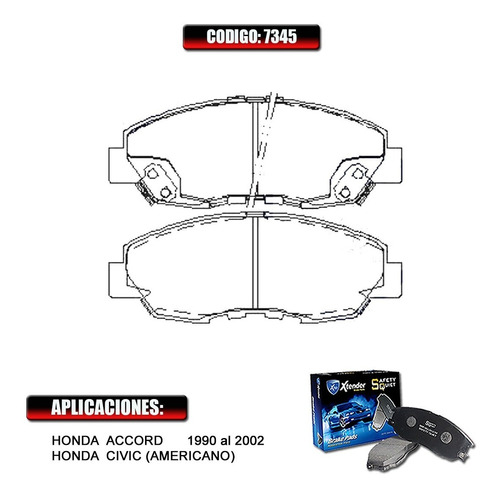 Pastillas De Freno Delanteras Honda Accord 90-91-92-93  7345 Foto 2