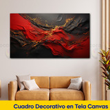 Cuadro Abstracto Negro Rojo Elegante Sala Canvas 60x90 R13