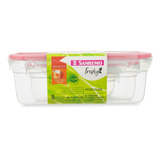 Conjunto 3 Potes Plásticos Hermético Freshy 330ml 1,24l 2,5l