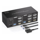 8k Hdmi+2 Displayport Kvm Switch Triple Monitor Para 2 Compu