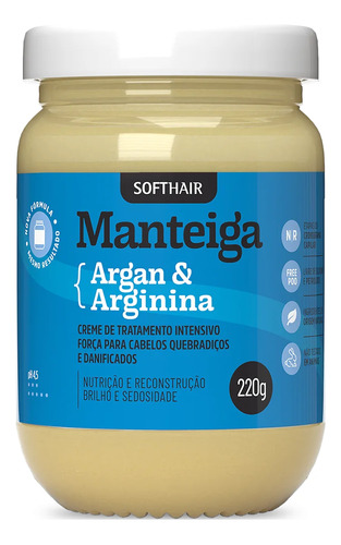 Manteiga Creme Tratamento Capilar Argan E Arginina 220g Soft