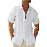 Camisa Guayabera De Manga Corta Para Hombre, Casual, Playa C