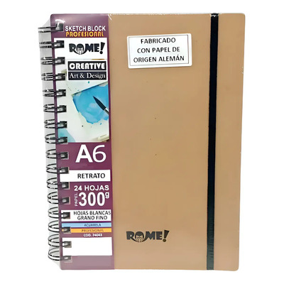 Rome Cuaderno Acuarela A6 300g 24h Retrato Papel Alemán Marrón Claro
