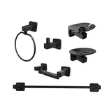 Set Accesorios Para Baño Base Cuadrada X6 Piezas Negro Mate