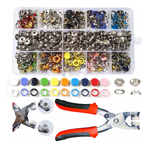 Kit Pinza Alicate Manual + Broches Metalicos Doble Aro 9.5mm