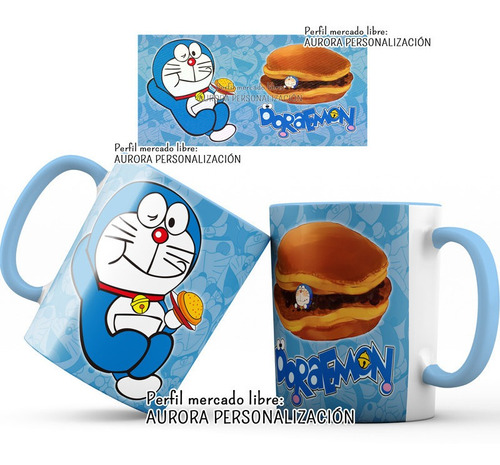 Mug Pocillo Doraemon Gato Cosmico Interior Oreja Azul 10