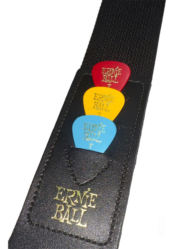 Tahali Ernie Ball Pick Holder Strap Negro Incluye Plumillas 