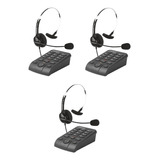 Kit 3 Hsb 40 Telefone Headset C/ Base Discadora Intelbras