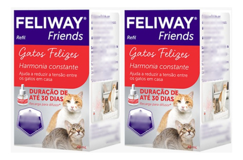 02 Feliway Friends Refil 48ml Ceva Auxiliar Adaptação Gatos