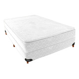 Sommier Colchón 2 Plazas Multiflex Resortes Doble Pillow Tela Jacquard Matelasseada Más 2 Almohadas Color Blanco