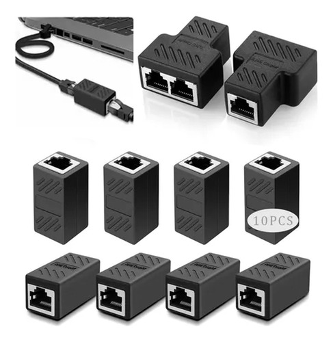 10 Cople Para Cable De Red Rj45 Cat6/7 Union Hembra A Hembra