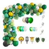 Kit De Arco De Guirnalda De Globos Verdes Jungle Safari Part