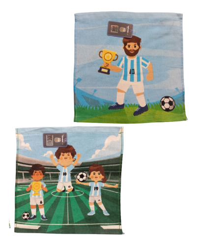 2x Toalla Mano Infantil Escolar Argentina Futbol Afa 30x30cm