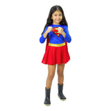 Disfraz Vestido Super Girl Clasico Con Capa Para Niña