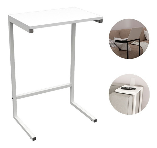 Mesa De Apoio Lateral Encaixe Sofá Cama Até 20kg Madeira Aço