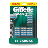Gillette Mach3 Carga Para Aparelho 16 Uds
