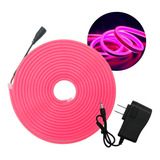 Manguera Tira Neon Led 5 Mts Rosa Con Eliminador 127