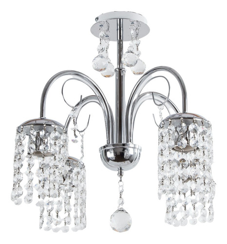 Arañas Modernas Colgante Cristal A/ Led E27 4 Luces Cromada